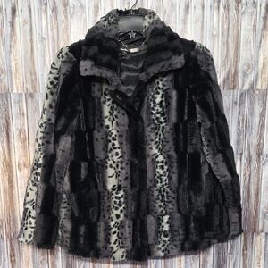 Dennis Basso Black and Gray Teddy Jacket Size S